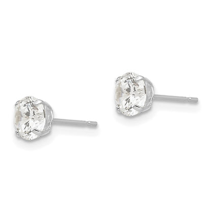 14K White Gold 5mm Round Cz Post Earrings