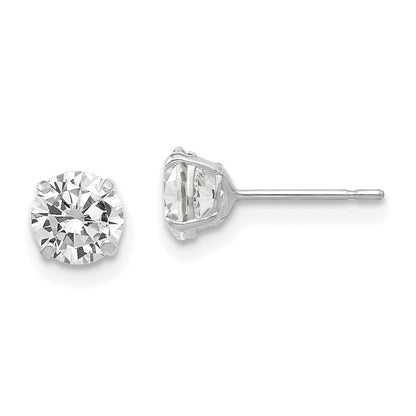 14K White Gold 5mm Round Cz Post Earrings