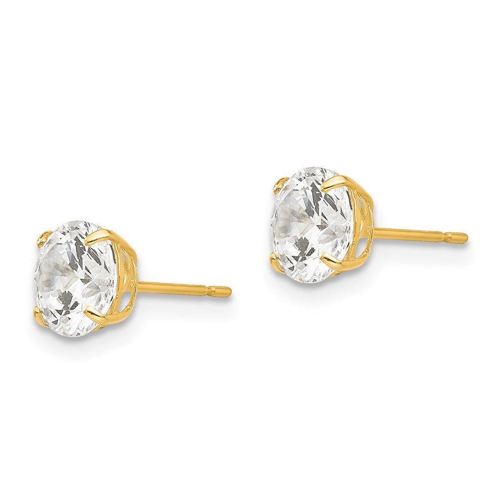 14K Yellow Gold 6mm Round Cz Post Earrings