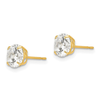 14K Yellow Gold 6mm Round Cz Post Earrings