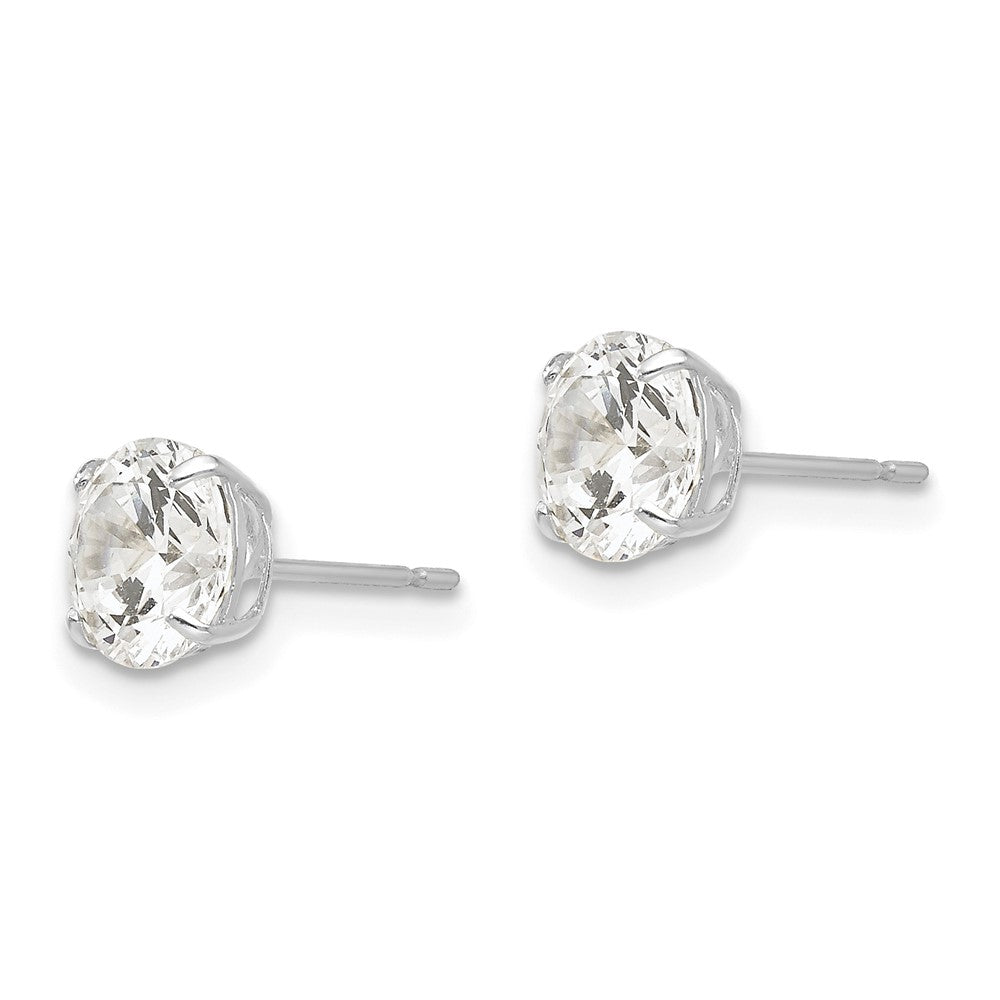 14K White Gold 6mm Round Cz Post Earrings