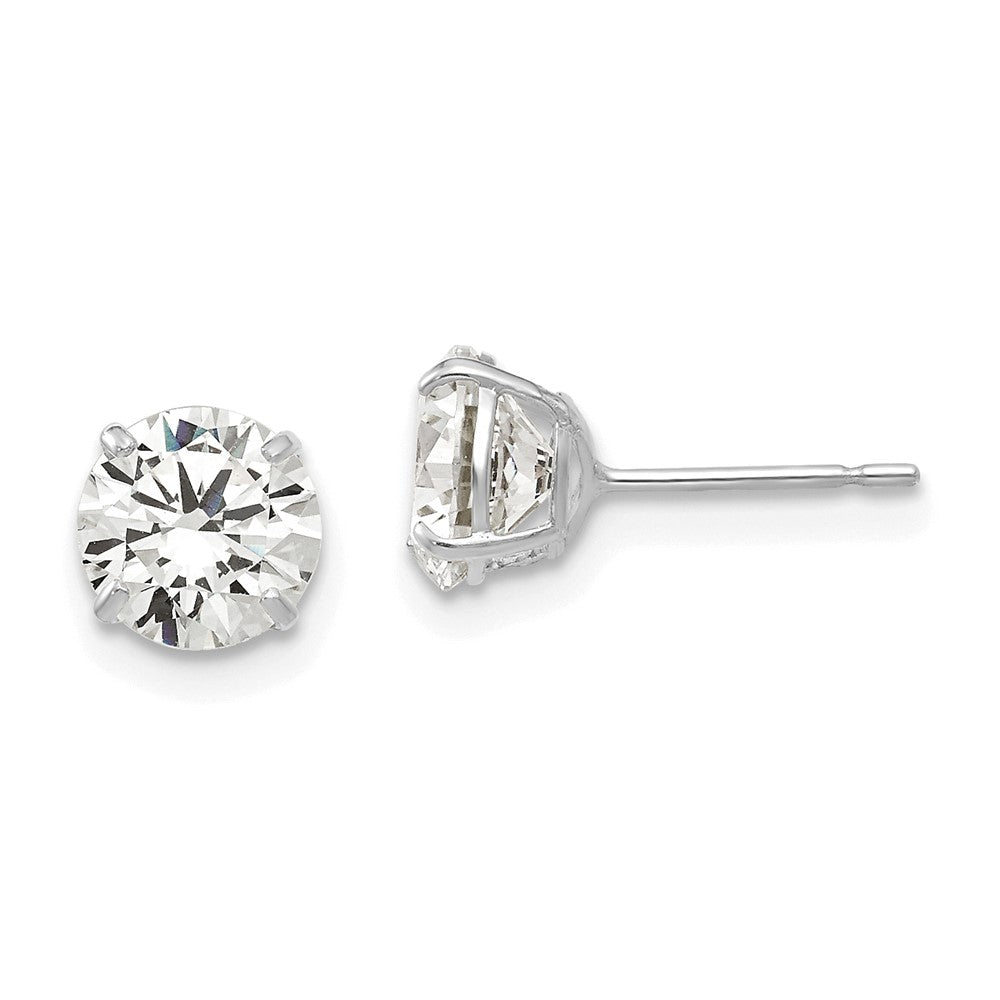 14K White Gold 6mm Round Cz Post Earrings