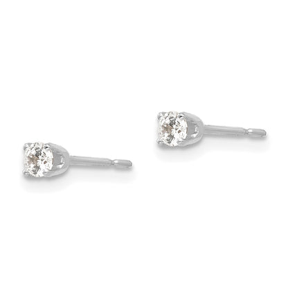 14K White Gold 2.75mm Cz Stud Earrings
