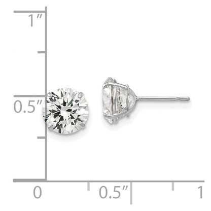 14K White Gold 7mm Round Cz Post Earrings