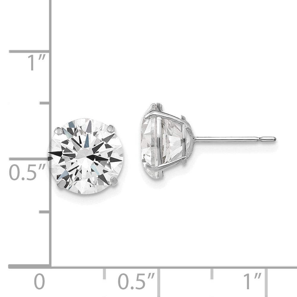 14K White Gold 9mm Round Cz Post Earrings