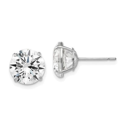 14K White Gold 9mm Round Cz Post Earrings