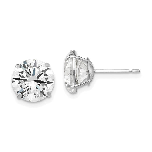 14K White Gold 9mm Round Cz Post Earrings