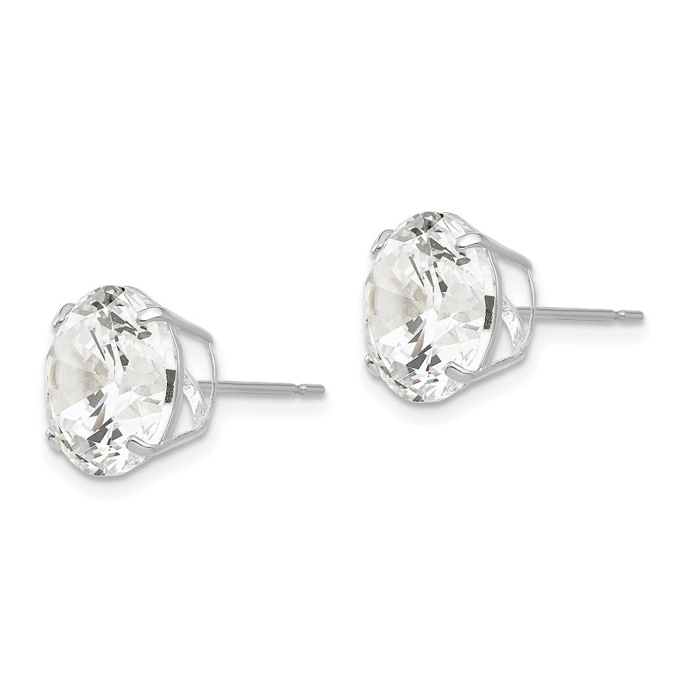 14K White Gold 10mm Round Cz Post Earrings