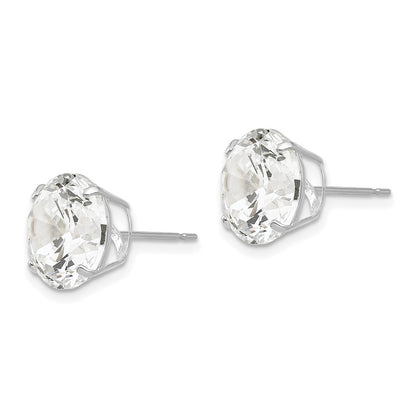 14K White Gold 10mm Round Cz Post Earrings