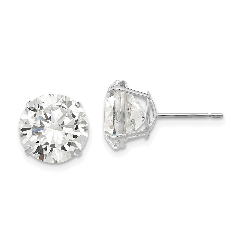 14K White Gold 10mm Round Cz Post Earrings