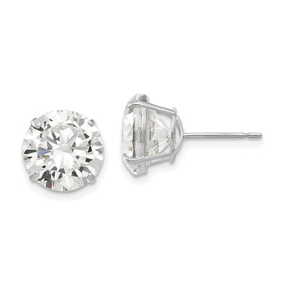 14K White Gold 10mm Round Cz Post Earrings