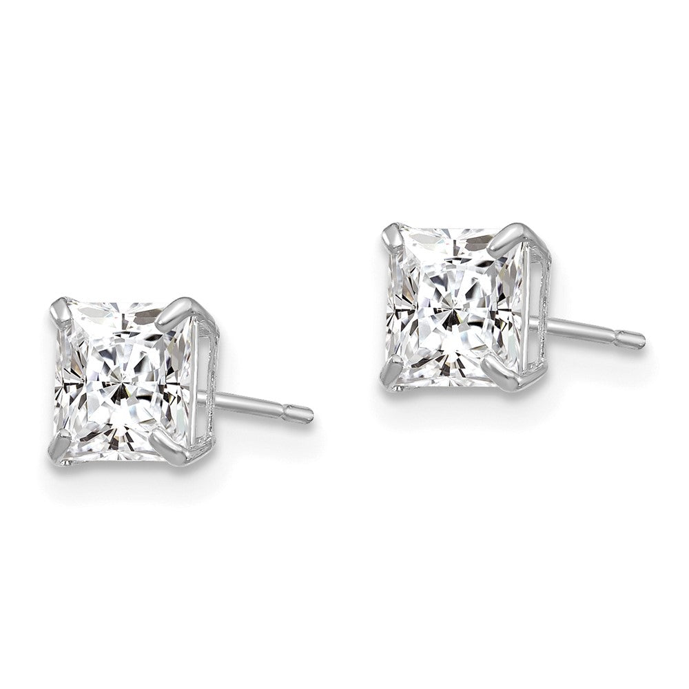 14K White Gold 5mm Square Cz Post Earrings