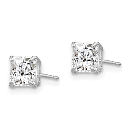 14K White Gold 5mm Square Cz Post Earrings