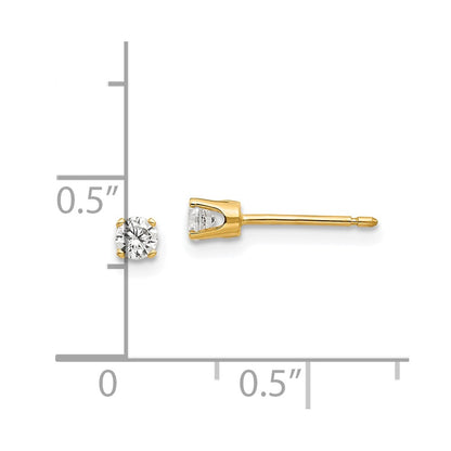 14K Yellow Gold 3mm Cz Stud Earrings