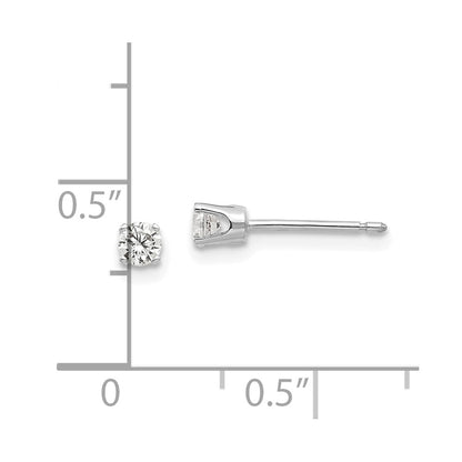 14K White Gold 3mm Cz Stud Earrings