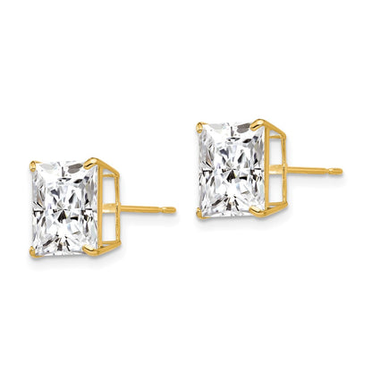 14K Yellow Gold 9mm Square Cz Post Earrings