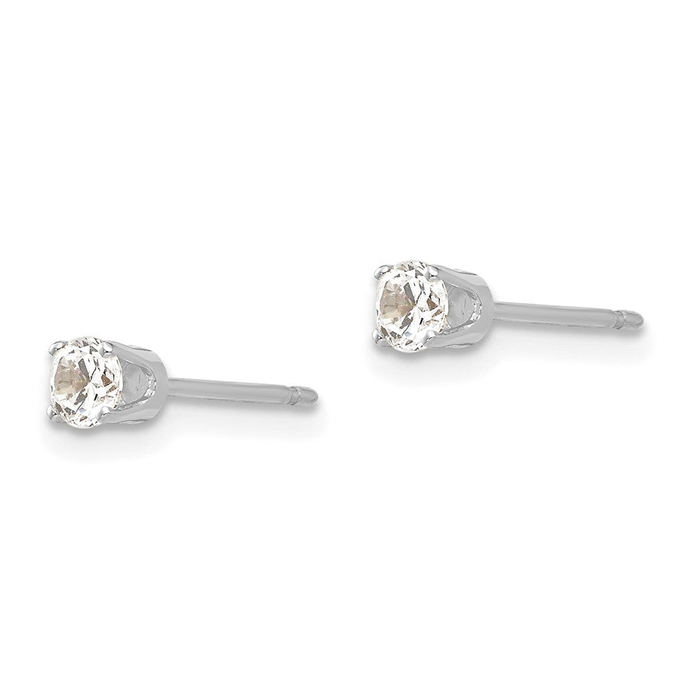 14K White Gold 3.25mm Cz Stud Earrings