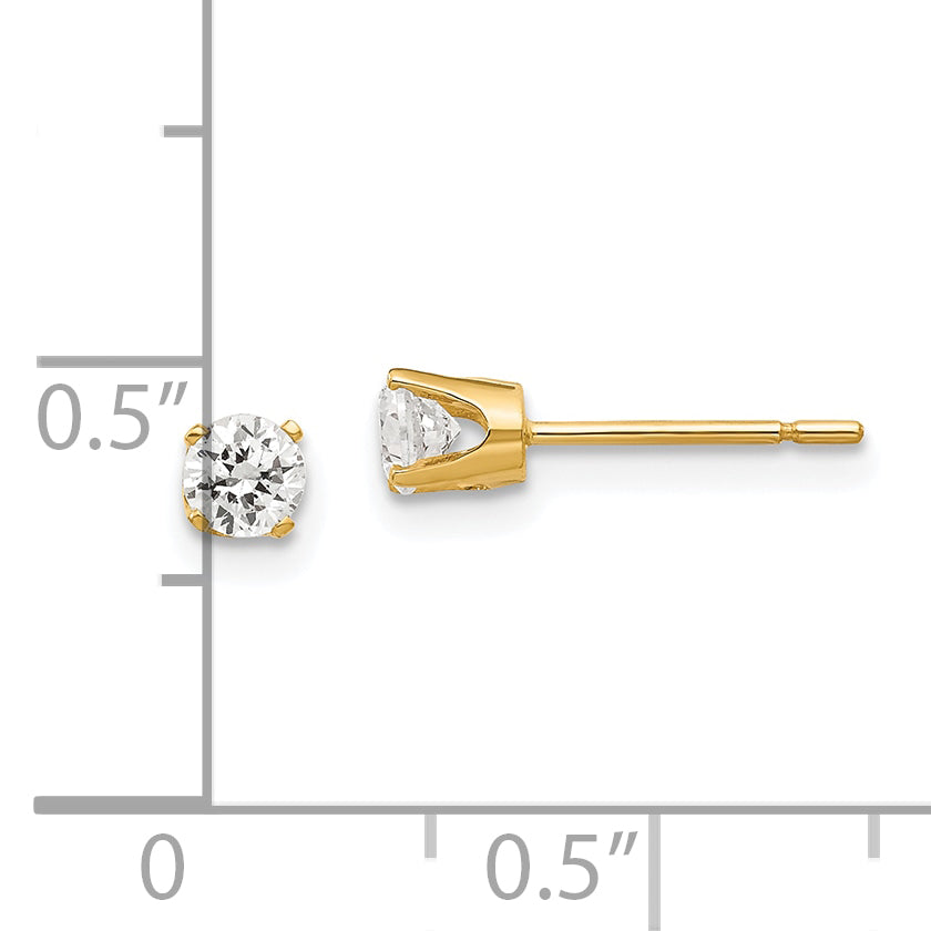 14K Yellow Gold 3.5mm Cz Stud Earrings