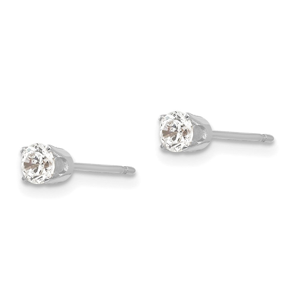 14K White Gold 3.5mm Cz Stud Earrings