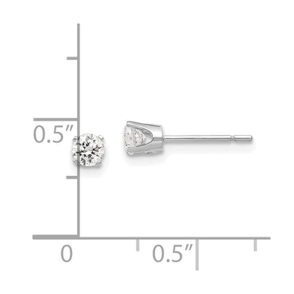 14K White Gold 3.5mm Cz Stud Earrings