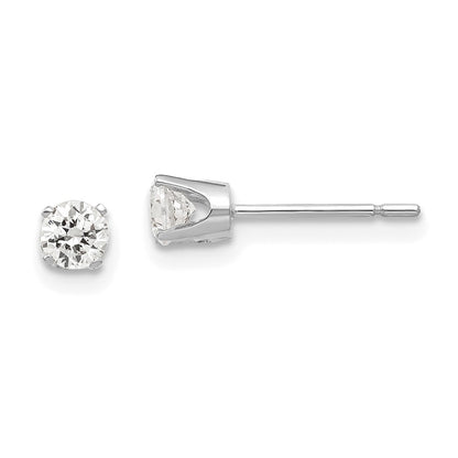 14K White Gold 3.5mm Cz Stud Earrings