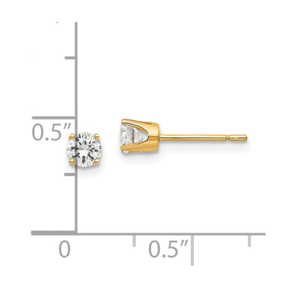 14K Yellow Gold 3.75mm Cz Stud Earrings