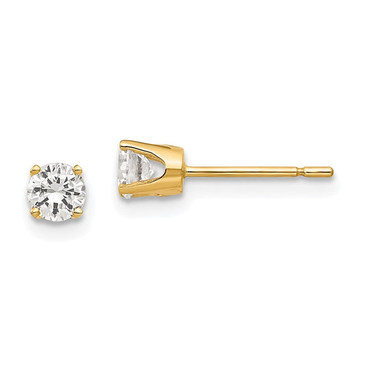 14K Yellow Gold 3.75mm Cz Stud Earrings