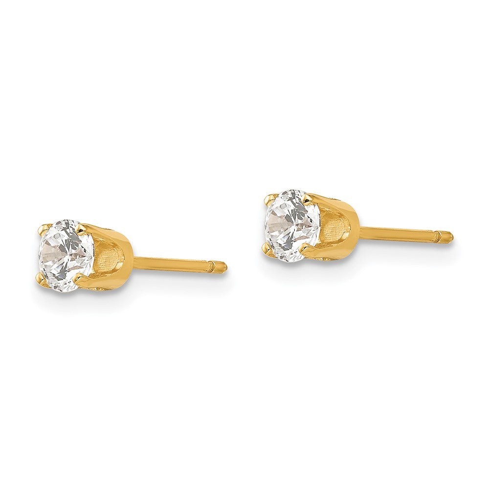 14K Yellow Gold 4mm Cz Stud Earrings