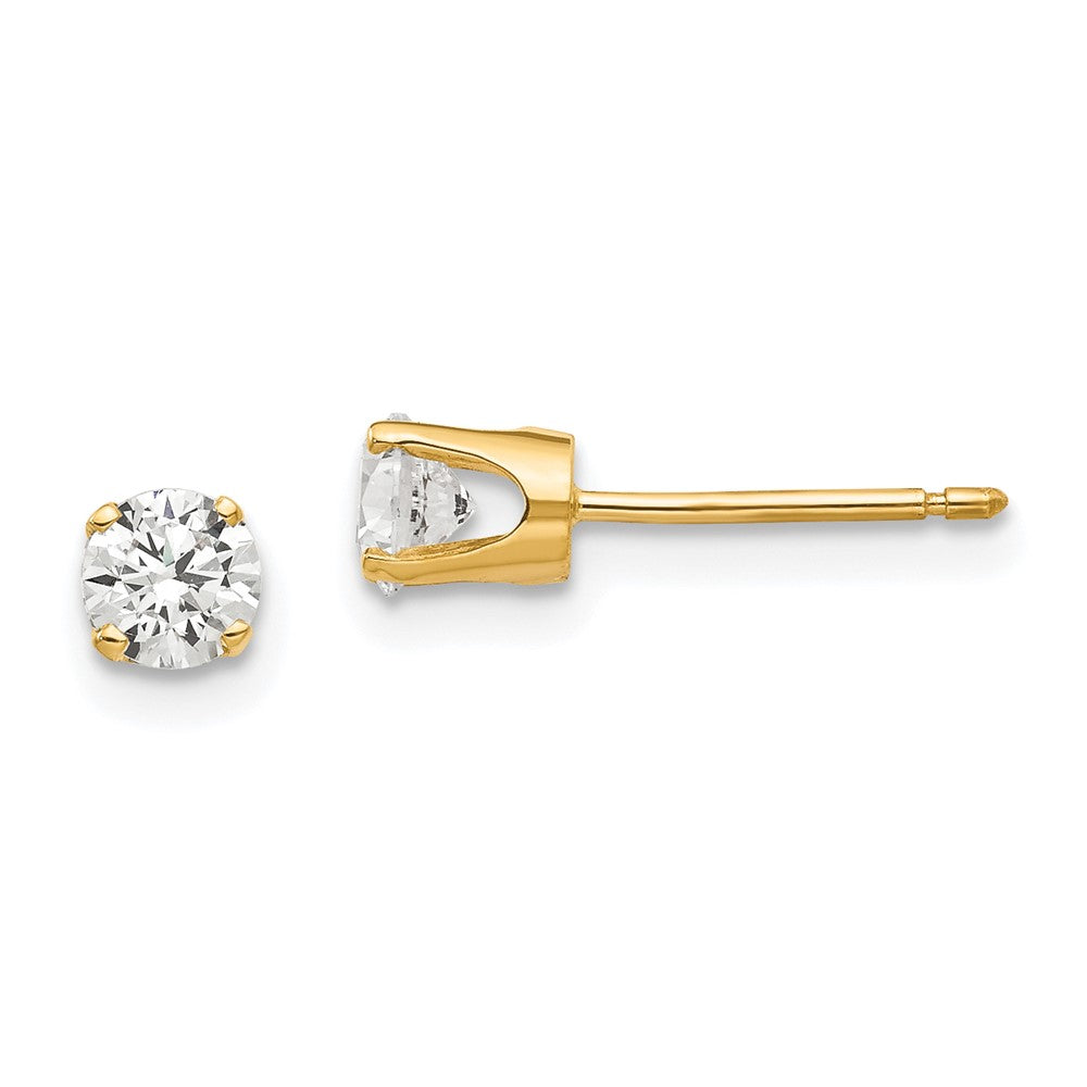 14K Yellow Gold 4mm Cz Stud Earrings