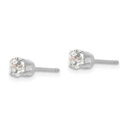14K White Gold 4mm Cz Stud Earrings