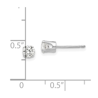 14K White Gold 4mm Cz Stud Earrings