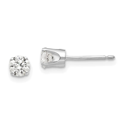 14K White Gold 4mm Cz Stud Earrings