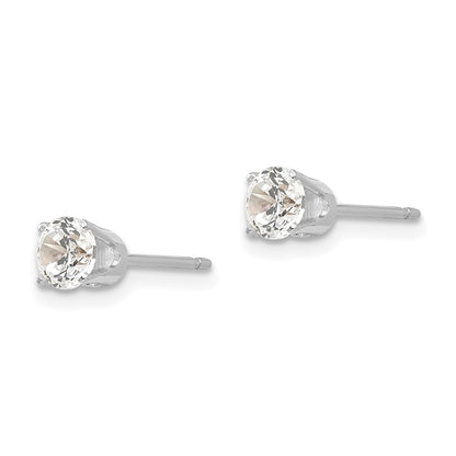 14K White Gold 4.25mm Cz Stud Earrings