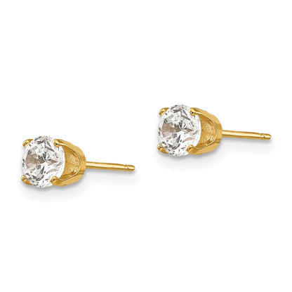 14K Yellow Gold 4.5mm Cz Stud Earrings