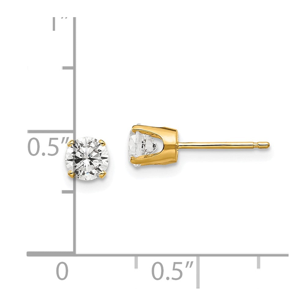 14K Yellow Gold 4.5mm Cz Stud Earrings