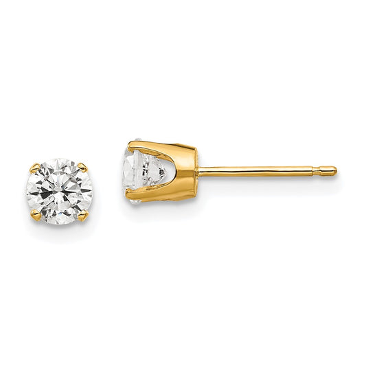 14K Yellow Gold 4.5mm Cz Stud Earrings