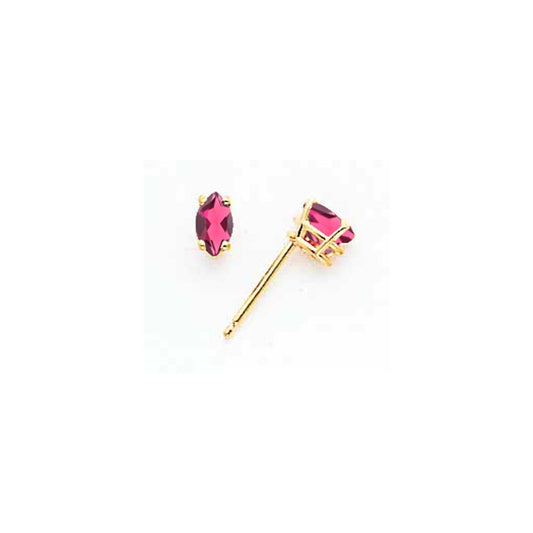 14K Yellow Gold 5X2.5mm Marquise Rhodolite Garnet Earring
