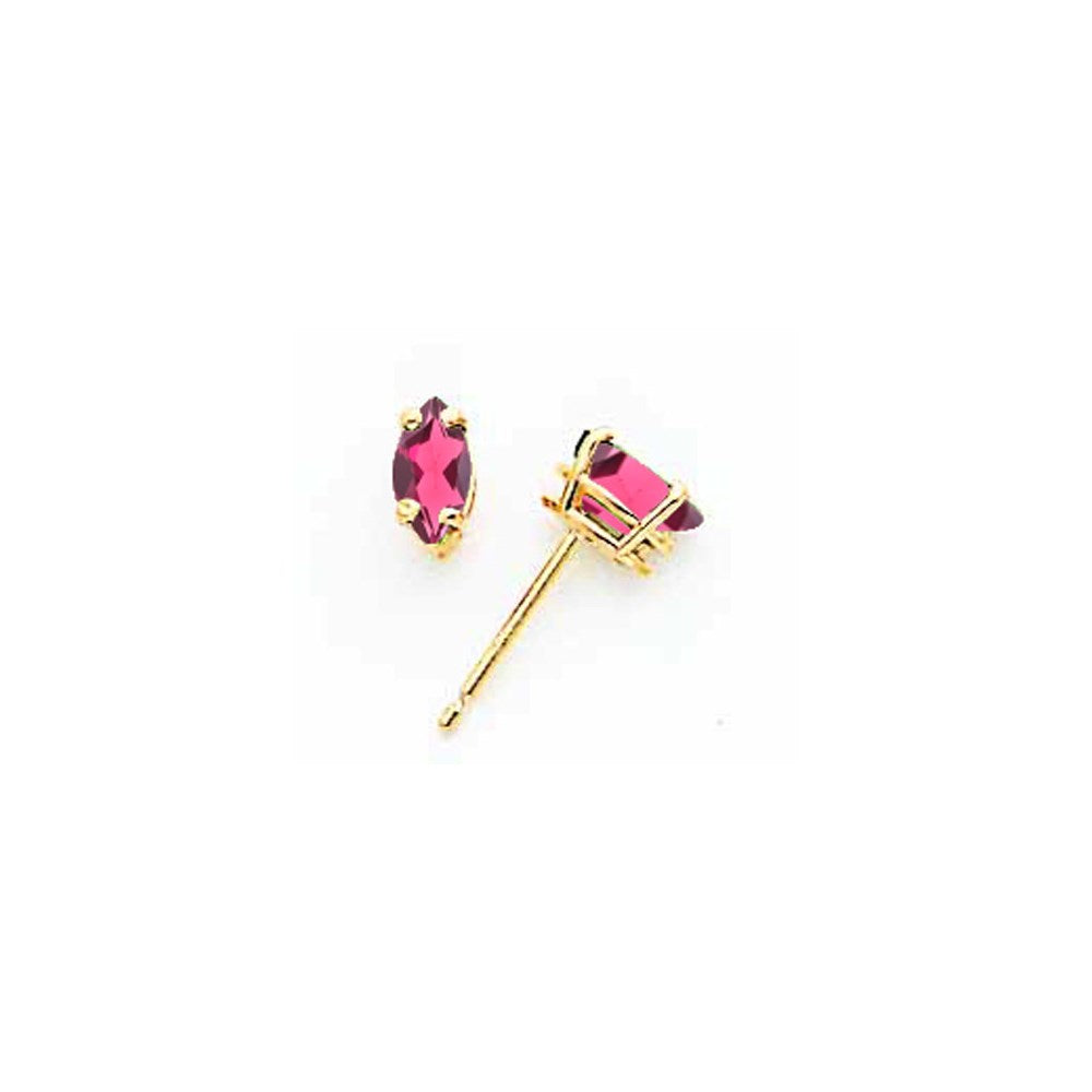 14K Yellow Gold 6X3mm Marquise Rhodolite Garnet Earring