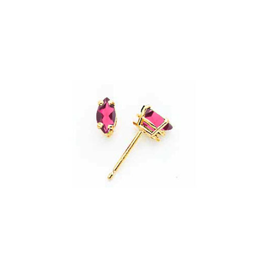 14K Yellow Gold 6X3mm Marquise Rhodolite Garnet Earring