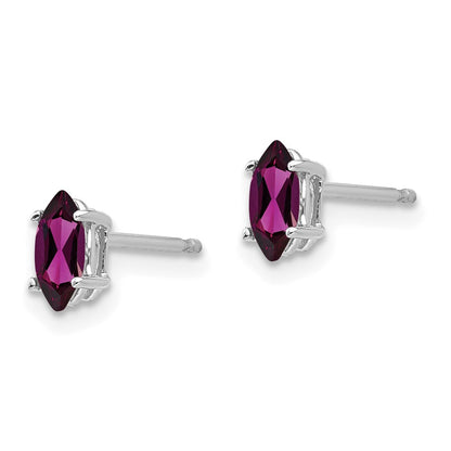 14K White Gold 6X3mm Rhodolite Garnet Marquise Stud Earring