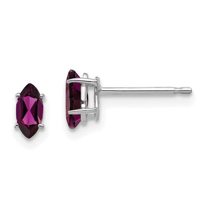 14K White Gold 6X3mm Rhodolite Garnet Marquise Stud Earring