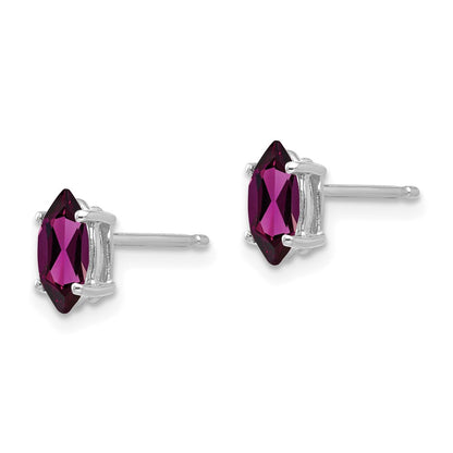 14K White Gold 7X3.5mm Rhodolite Garnet Marquise Stud Earring