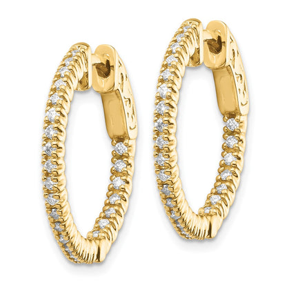 14k Yellow Gold 3/8 Ct. Lab Grown Diamond VS/SI+ G+ Round In and Out Safety Clasp Hoop Earrings