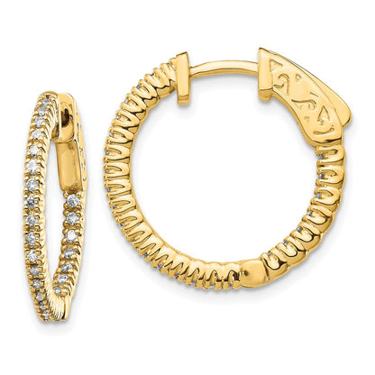 14k Yellow Gold 3/8 Ct. Lab Grown Diamond VS/SI+ G+ Round In and Out Safety Clasp Hoop Earrings