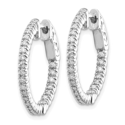 14k White Gold 3/8 Ct. Lab Grown Diamond VS/SI+ G+ Round In and Out Safety Clasp Hoop Earrings