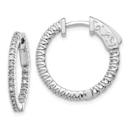 14k White Gold 3/8 Ct. Lab Grown Diamond VS/SI+ G+ Round In and Out Safety Clasp Hoop Earrings