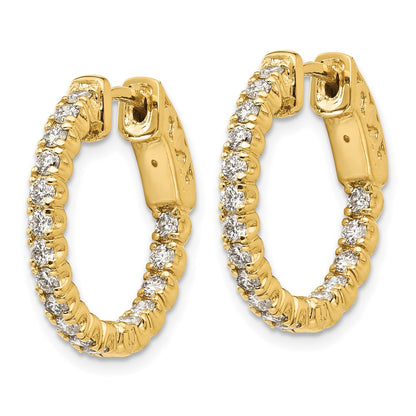 14k Yellow Gold 1 Ct. Lab Grown Diamond VS/SI+ G+ Round In and Out Safety Clasp Hoop Earrings