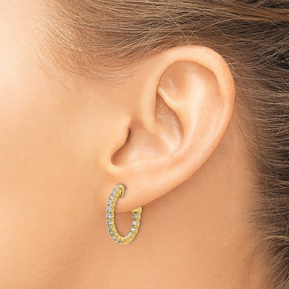 14K Yellow Gold True Origin 1 Carat Lab Grown Diamond Vs Def Patented Safety Clasp In And Out Hoop Earrings