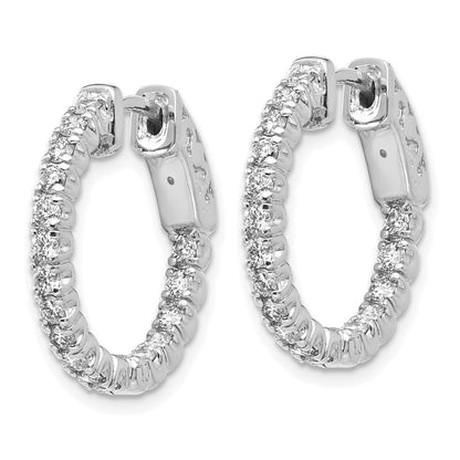 14k White Gold 1 Ct. Lab Grown Diamond VS/SI+ G+ Round In and Out Safety Clasp Hoop Earrings