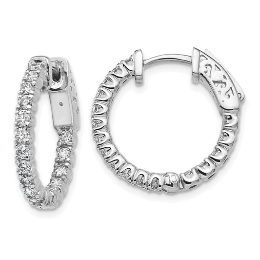 14K White Gold True Origin 1 Carat Lab Grown Diamond Vs Def Patented Safety Clasp In And Out Hoop Earrings